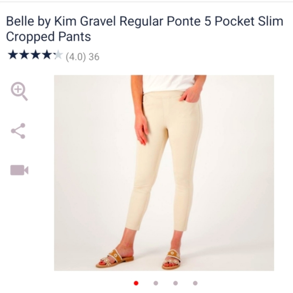 Belle by Kim Gravel 5-Pocket Slim Cropped Pants - 18W - Sand Bar (Light Khaki)